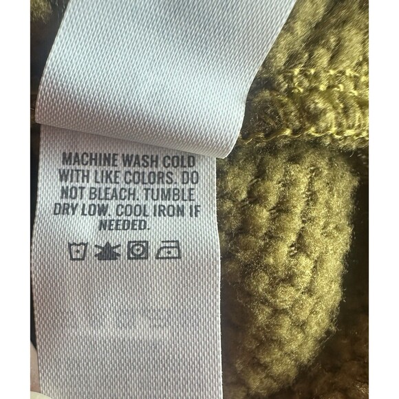 AERIE Oversized Dream Sherpa Quarter Zip Burnt Yellow Brown Sweater XS NWT - Picture 8 of 10